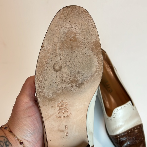 Vintage - HAROLDS, beige/brown leather flats, 9 - Picture 5 of 10